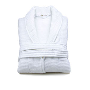 High Quality Luxury White Shawl Collar Bath <strong>Robe</strong> 100% Cotton Double Layer <strong>Waffle</strong> <strong>Terry</strong> Bathrobe For Hotel Spa Custom Logo - Product Image 1