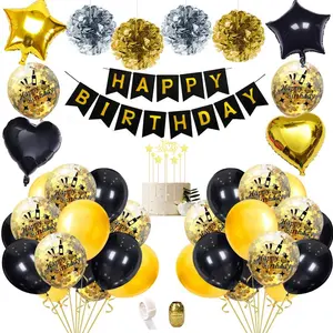 अनुकूलित DIY फैशन काले गोल्ड धातुई स्टार गुब्बारा माला जन्मदिन की पार्टी के लिए किट गुब्बारा कट्टर जन्मदिन की पार्टी सजावट
