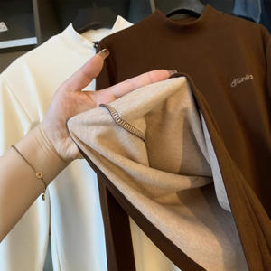 T-shirt Homme Col Rond Manches Longues Coupe Droite en Fibre de Polyester Jacquard 220g, Très Élastique, Décontracté et Tendance, Printemps-Automne - Product Image 4