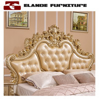 Lit double en cuir de style européen, villa de luxe pour chambre principale, villa haut de gamme, pour mariage français