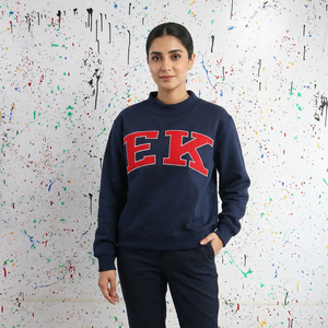 EK BLUE Sweat à capuche d'hiver pour homme 100% coton avec broderie appliquée rouge, style vintage, fils fins, fermeture éclair - Product Image 1