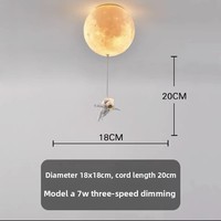 Lampe LED 3D Astronaute de Dessin Animé, Pendentif Lune, Style Crème, pour Chambre d'Enfant, Alimentation CA, IP44