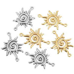 Connecteur Soleil en Acier Inoxydable Taille Moyenne Double Trou pour Bijoux DIY, Pendentif et Accessoire - Product Image 5
