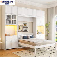 Cama Murphy Vertical con Estantería Integrada y Sofá Combinado, Modular, Plegable, Ajustable, Tamaño Queen/Twin, Elegante, Ahorra Espacio, Muebles para el Hogar