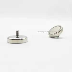 D25mm Rare Earth Pot Magnet with Male Threaded Screw Stud Magnetic Round Base Magnetic Assembly 22kg Pulling