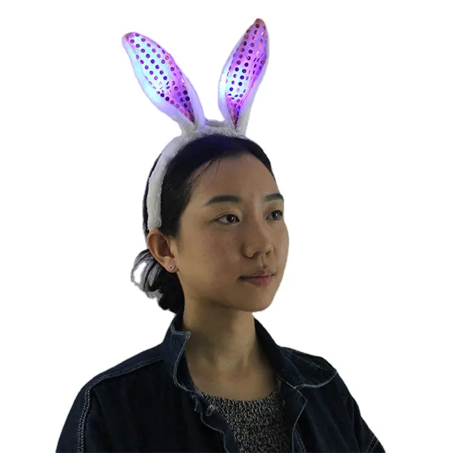 Easter Party Decoration Light up Bunny Ears Headband LED Plush Rabbit Hairbands