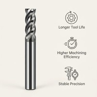 Fraise à queue en carbure durable de 6 mm à 4 cannelures, revêtement TiAlN, HRC65, OEM pour l'usinage CNC de l'acier et des alliages