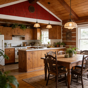 <span class=keywords><strong>Casa</strong></span> de Madera Completa de Estilo Rústico Norteamericano, Cabaña de Troncos con Dormitorio, Cocina y Sala de Estar, Solución Completa - Product Image 4