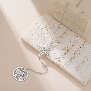 Collier et bracelet mystiques nœud de la Sorcière Sceau de <span class=keywords><strong>Salomon</strong></span> en acier inoxydable plaqué or véritable 18 carats, bijoux inaltérables - Product Image 5