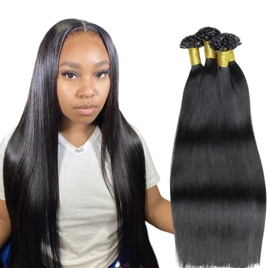 Wholesale Double Drawn Natural Hair Extension Full Cuticle Aligned Keratin Glue U Tip Hair Extensions Human Hair