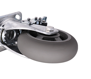 Leise Verzinkte Eisen Nicht-Markierende Kunststoff TPR Schwerlast-Schwenkrollen mit Feststellbremse 6 Zoll Graue Maschinenrollen - Product Image 5