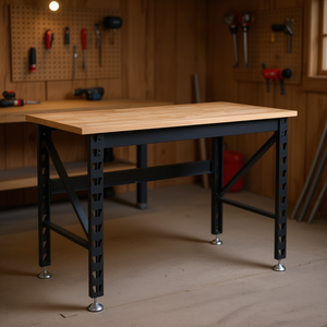 Banco de trabajo ajustable de 45 pulgadas para carpintería con superficie de madera para uso como mesa de herramientas - Product Image 2