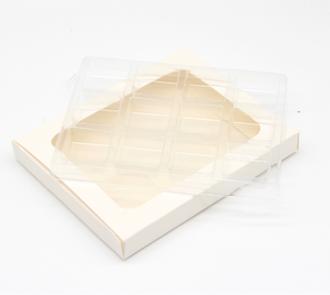 Juego de Cajas de Papel Kraft de Lujo Reciclado, Blancas, de 12 Cavidades, con Ventana Transparente de PVC para Cera Fundida - Product Image 2