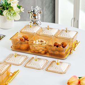 Plateau à fruits avec couvercle, 4 à 7 compartiments, rectangulaire, type conteneur alimentaire sur pied, pour la maison, le salon, les collations, les noix, l'heure du thé - Product Image 5