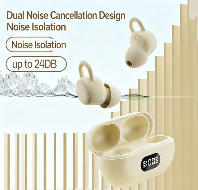 Soft Silicone Earbuds Food-Grade Material Sleep Aid Earphones Block Noise up to 24DB ENC Mini Side Sleeping Earphones