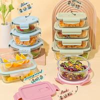 Hochwertige Borosilikatglas-Lunchbox, Haushalts-Bento-Box, Mikrowellengeeignete Behälter mit Fächern, Frischhalteschüssel, Lebensmittel-Aufbewahrungsbehälter
