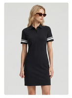 Robe mi-longue pour femme, style preppy, tissu mélangé, motif rayé contrastant, tenue décontractée pour les vacances, trois boutons