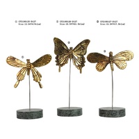 Statue de papillon en résine or, support en métal et marbre, accessoires pour la maison, vente en gros,