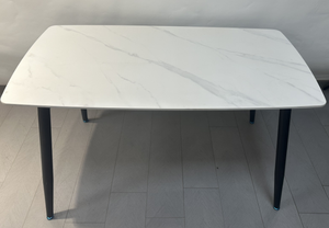 Commercio all'ingrosso della fabbrica di misura moderna di 130cm di <span class=keywords><strong>marmo</strong></span> bianco opaco guardare angoli arrotondati tavolo da pranzo in ceramica per la casa da pranzo - Product Image 5