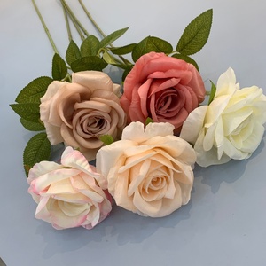 Flores artificiales de seda de un solo tallo para boda, Rosa melocotón, rosa, para Acción de Gracias, graduación, Pascua, 2017 - Product Image 2
