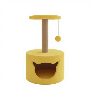Arbre à chat en jute Amistar Yellow Dream Classic de haute qualité pour chats, durable, écologique, 2 niveaux, toutes tailles - Product Image 1
