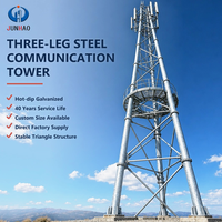 Menara Komunikasi Tiga Kaki untuk Jangkauan Jaringan Stasiun Basis Telekomunikasi Struktur Antena Baja Galvanis