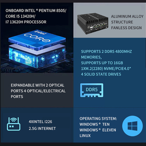 جهاز جدار حماية صلب جديد الجيل الثالث عشر I7 H I5 H 10G/1G SFP <span class=keywords><strong>4</strong></span> * G LAN 2 * DDR5 NVMe 5G SIM Mini PC Proxmox ESXi SIM Server - Product Image 5
