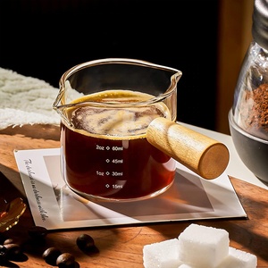 75ml đôi vòi thủy tinh đo <span class=keywords><strong>cup</strong></span> với quy mô kép Espresso Shot ly với gỗ xử lý - Product Image 2