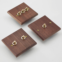 Enchufes Eléctricos Dobles USB Universales, Estándar del Reino Unido, Panel de Madera de Nogal Negro Retro para el Hogar, Interruptor de Luz y Enchufe de Latón
