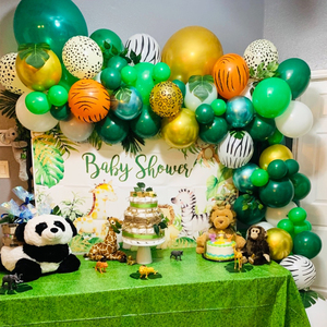 Jungle Safari Party Balloons Garland Arch Kit Green Balloon Arch for Animal Wild One Theme Baby Shower Birthday Party Decoration