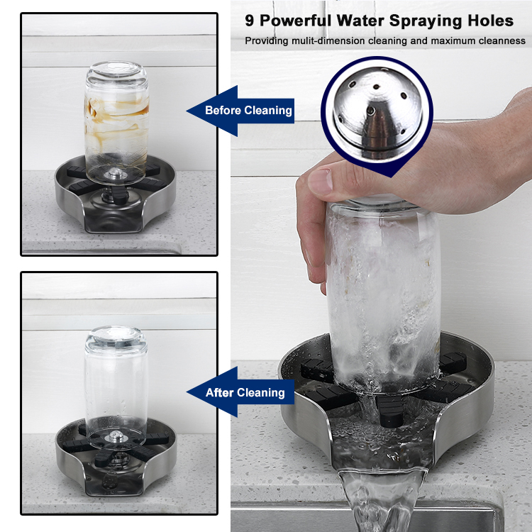 China Factory Brushed Nickel Glass Rinser Coffee Shop Bar Cup Cleaner