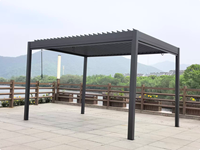 Auvent de jardin moderne à lamelles manuelles en fer, protection solaire UV, réglable, 3x3, gazebo bioclimatique pour jardin et cour