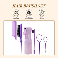 Ensemble de brosses à cheveux compactes avec logo personnalisé peigne à raie pour cheveux bouclés naturels noirs pour démêler les cheveux longs épais et droits humides