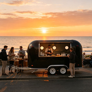 High End Stainless Steel Food Trailer Luxury Bread Cart Sweet Snack Pastry Candy Food Truck For Night Market Snacks - Product Image 1