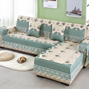 Housse de canapé en forme de U florale, couverture complète en coton, amovible, ensemble de coussins de siège pour salon avec broderie - Product Image 2