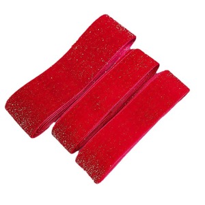 Ruban rouge en velours doré 25687, rubans décoratifs de Noël pour la confection de cadeaux et les projets de bricolage festifs - Product Image 5
