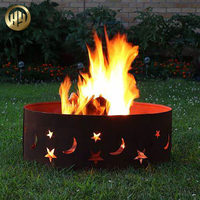 Foyer rond en métal découpé au laser en acier Corten pour jardin camping pour bois de chauffage
