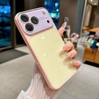 Coque de téléphone en verre antichoc avec protection d'objectif couleur bonbon givré et brillant pour iPhone 11 12 13 14 15