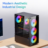 In Stock Office Computer Case Mid-Tower ATX Aluminum Alloy Gaming PC Case with Side Panel Window 120mm Radiator Pre-Installed