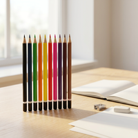Crayon triangulaire géant en peuplier de 7 pouces, ensemble de 10 couleurs, mine moyenne de 5 mm, finition brillante, personnalisable pour le dessin