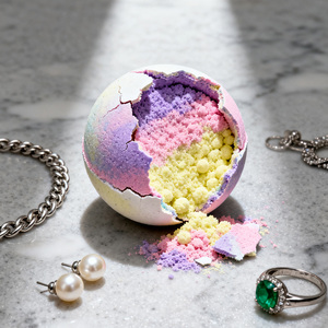 Schmuck Überraschung Bade bombe Luxus duftende kohlensäure haltige Bade kugel für Frauen, OEM/ODM anpassbare Bad Sprudel mit Schmuck im Inneren - Product Image 2