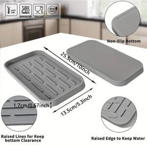 Plateau organisateur multifonctionnel en silicone avec distributeur de savon et support pour éponge, pour évier de cuisine et salle de bain - Product Image 3