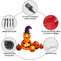 Calabaza Inflable de Halloween de 1.8 m con Sombrero de Mago, Divertida, con Luces LED, Adorno Decorativo para Patio Exterior