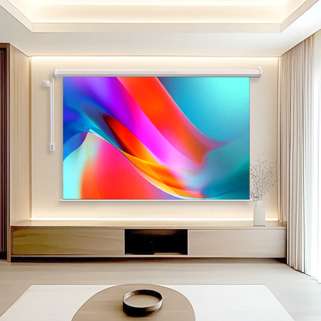 NEW Electric Motorized Projector Screen 100 120 Inch 16:9 HD with Remote Control Wall/Ceiling Mounted Electric Movie Screen