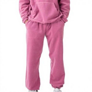 Men <b>Pink</b> Hooded Tracksuit Full Length Regular Fit Solid Casual Streetwear Breathable 100% Cotton Lightweight <b>Sweatshirt</b> Side - Product Image 4