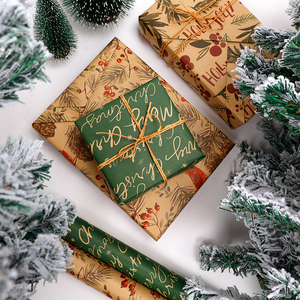 Venta al por mayor 80g papel Kraft de Navidad 43*300cm regalo embalaje personalizado de lujo rollo de papel de regalo - Product Image 6