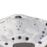 Baignoire de massage moderne pour salle de bain avec télévision, cascade, lumière LED, bulles d'air, système de contrôle Balboa, bain à remous pour deux personnes