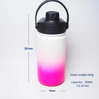 Bouteille d'eau isotherme en acier inoxydable 350 ml, légère, écologique, réutilisable, avec bec verseur torsadé premium et couvercle breveté amovible