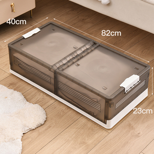 Có thể gập lại nhựa hộp lưu trữ với bánh xe dưới giường công suất lớn phòng ngủ rõ ràng tổ chức chứa dưới giường tổ chức Thùng - Product Image 3
