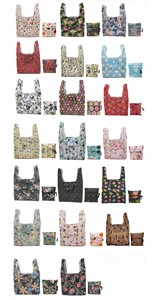 Sac à provisions pliable réutilisable en polyester écologique de promotion de logo personnalisé vert - Product Image 4